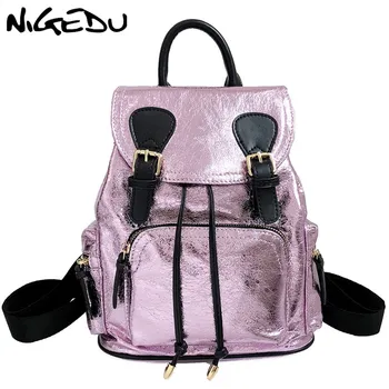 

Women Backpack PU Leather Shoulder Bags Fashion Youth Backpack for Teenage Girls School bag female Travel bag Crack Mochila Pink