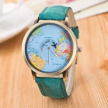 Relojes de mapa del mundo para viajes al aire libre, relojes de pulsera de cuarzo de cuero Vintage para hombre, reloj de pulsera informal de moda para hombre, Chasy Zhenskiye