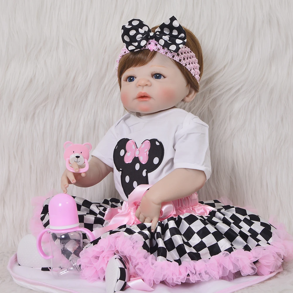 

2018 Fashion 23 Inch Realistic Princess Reborn Dolls Waterproof 57 cm Full Silicone Reborn Baby Dolls Girl Children's Day Gifts