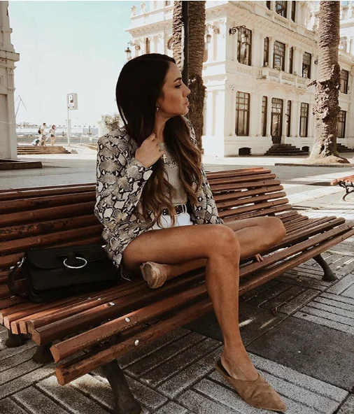 Mr.nut 2019 new women's snake print long-sleeved slim jacket small suit  Cotton  Office Lady  women blazers and jackets