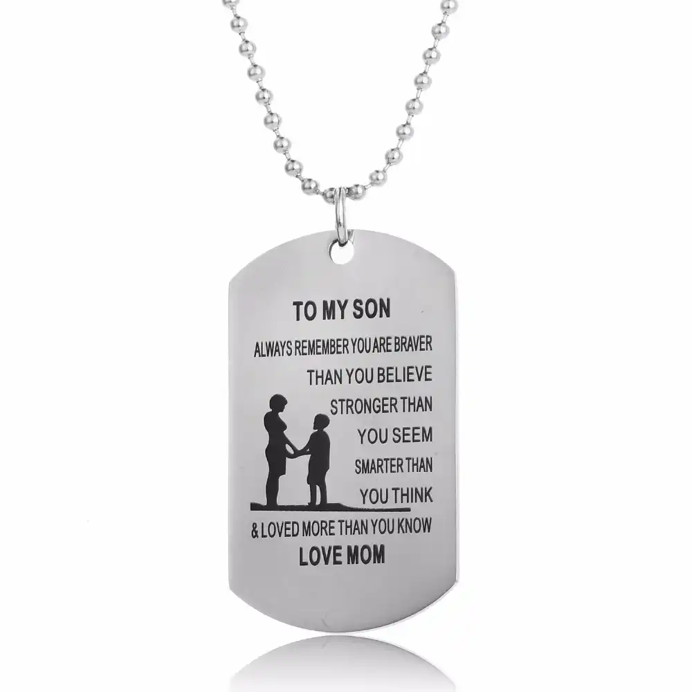 Mom Liebe Zu Sohn Hund Tag Military Anhanger Halskette Mutter Familie Mama Mama Jungen Kinder Geschenk Edelstahl Halsketten Charme Schmuck Military Anhanger Hund Tag Militaryedelstahl Halskette Aliexpress