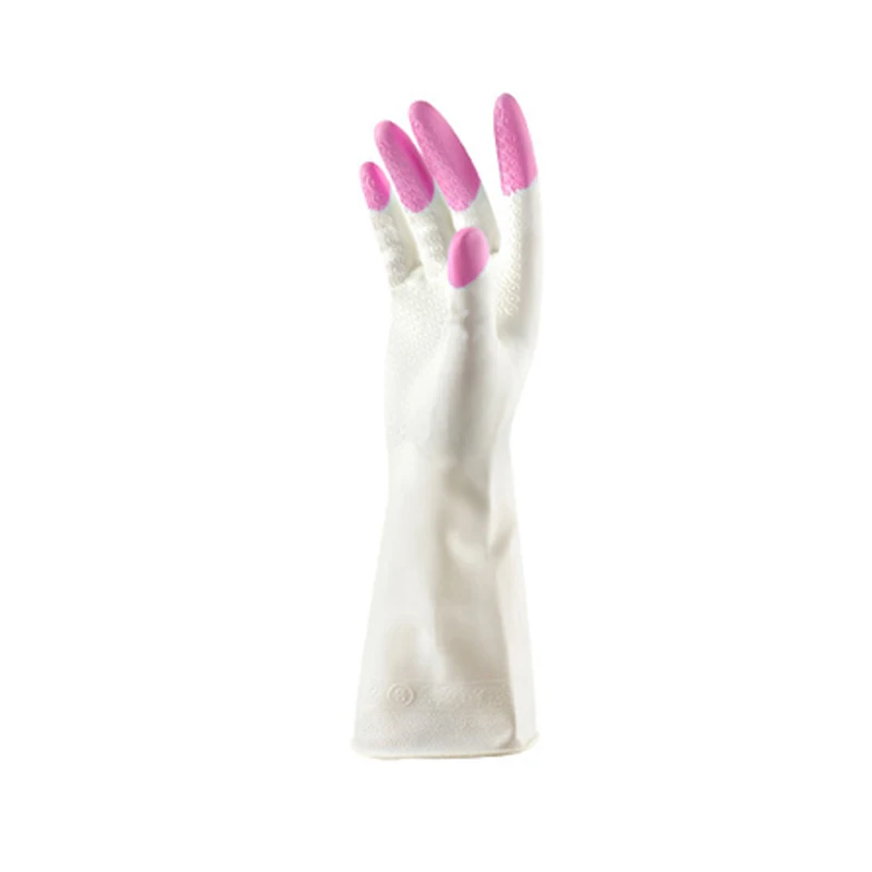 Перчатки для работы по дому, для кухни, для очистки, латексные, водонепроницаемые и прочные, для очистки кожи, для ухода за кожей, тонкие перчатки, садовые перчатки - Цвет: Розовый