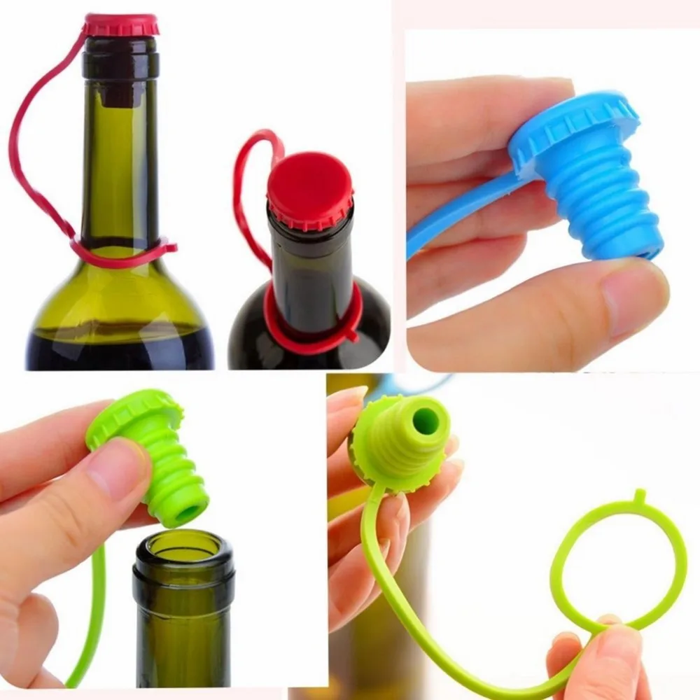 New Kitchen Anti-lost Silicone Hanging Button Seasoning Beer Wine Cork Stopper Plug Bottle Cap Cover Perfect Home Kitchen Tools