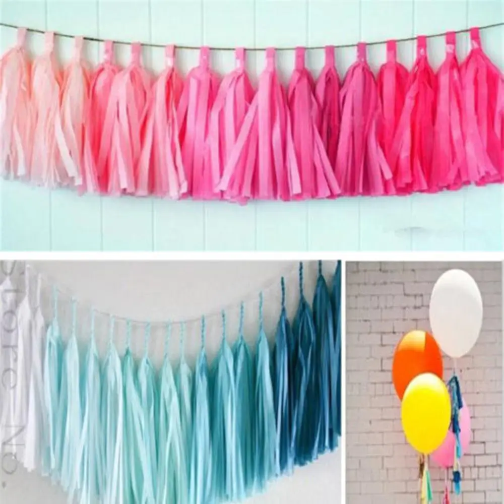 

5pcs Colorful Tissue Garlands Bunting Ballroom Paper Tassels Wedding Party Decor