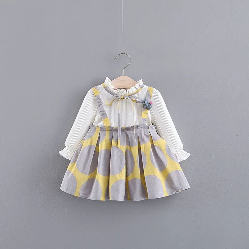 

2018 Sale Real Cotton Baby Dress Vestido Infantil Han Edition Dress Girls Spring Model Of Collar Polka False Two Princess Tide
