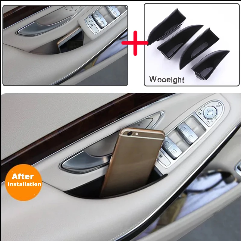 4Pcs For Mercedes Benz S Class 2014-2017 Car Armrest Box Door Handle Storage Glove Box Holder Container Organizer (8)