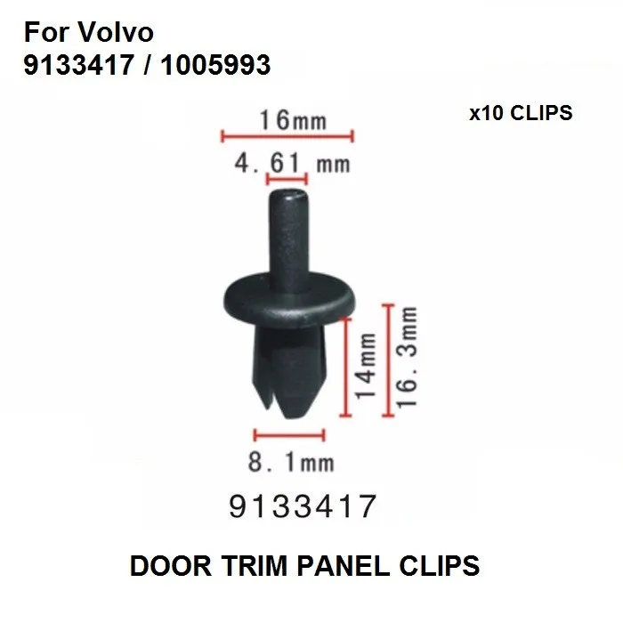 

New x10pcs For Volvo Multi Purpose Rivet Set of 15 Push Type Clip Retainer 16mm Head 14mm Stem 9133417 / 1005993