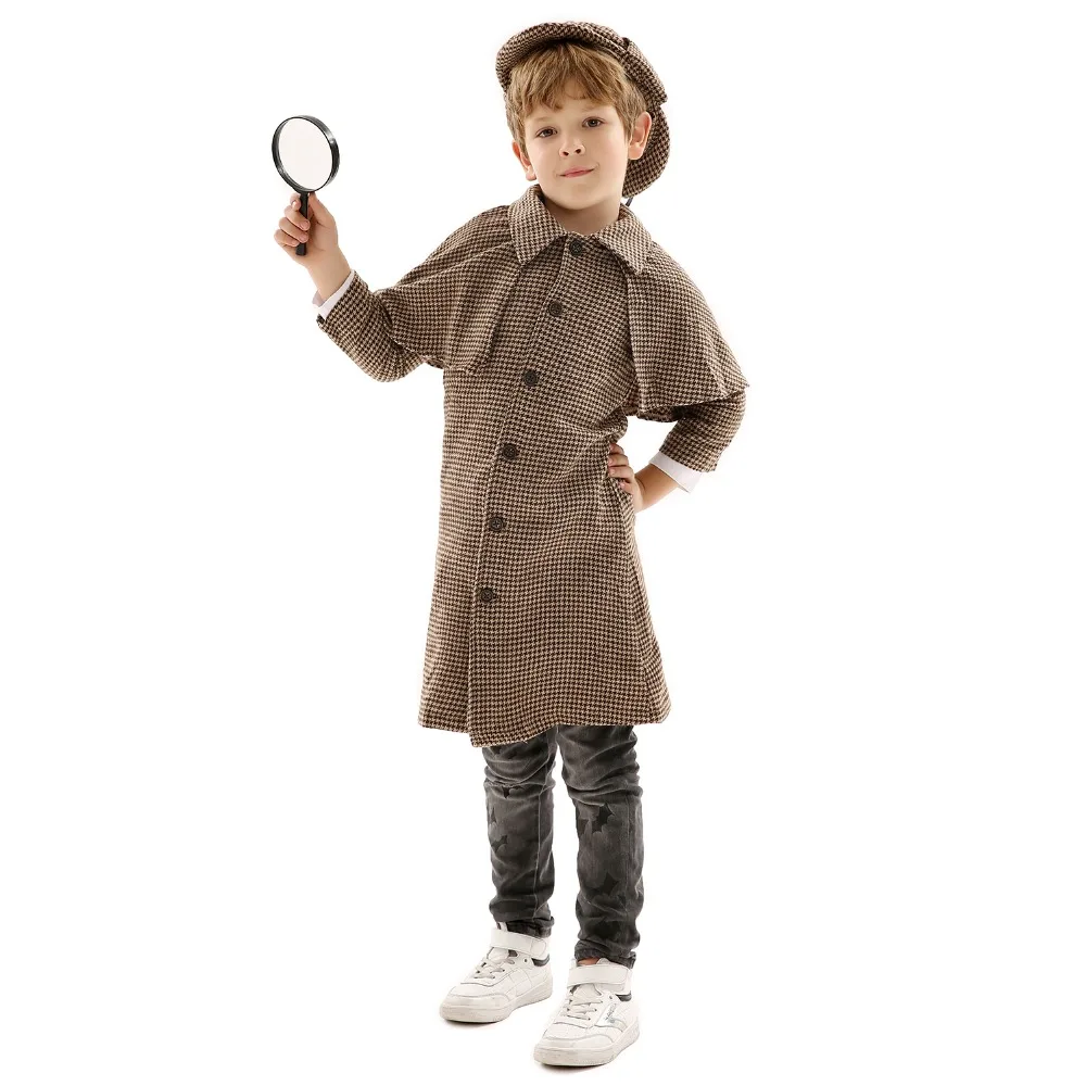 Brown Detective Uniform For Children High Quality Cosplay Costume Theme Party Halloween Or Stage Performance With Hat Aliexpress