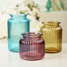Moderna de cristal de colores transparentes adornos florero hidroponía planta de flores florero botella de almacenamiento home viven decoración