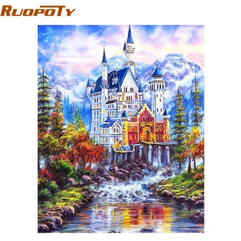 

RUOPOTY Fantasy Castle Landscape DIY Digital Oil Painting By Numbers Modern Wall Art Picture Canvas Painting For Home Decoration