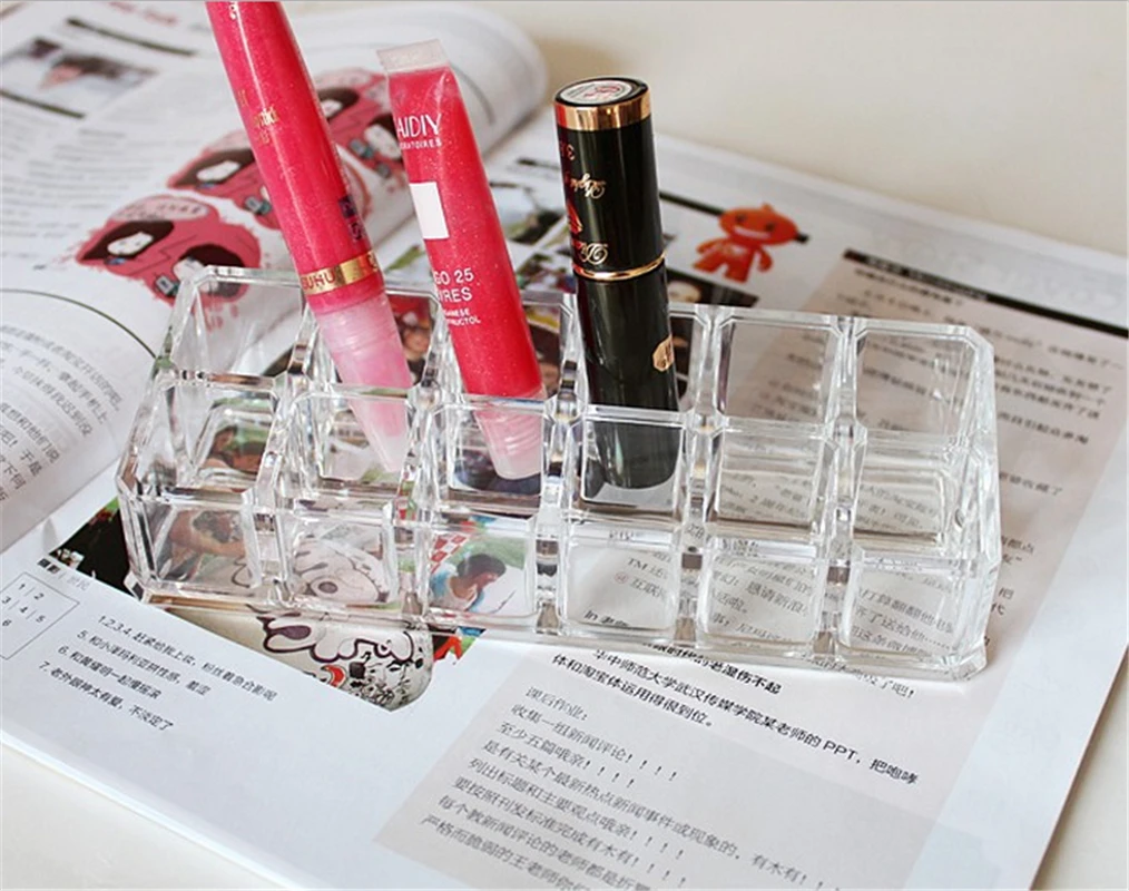 Buy Transparent 12 Grid Clear Acrylic Lipstick shelf