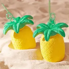 700 мл летние пляжные праздничные пластиковые кружки с соломинкой, фруктовый сок для пляжа, тропические вечерние детские подарки