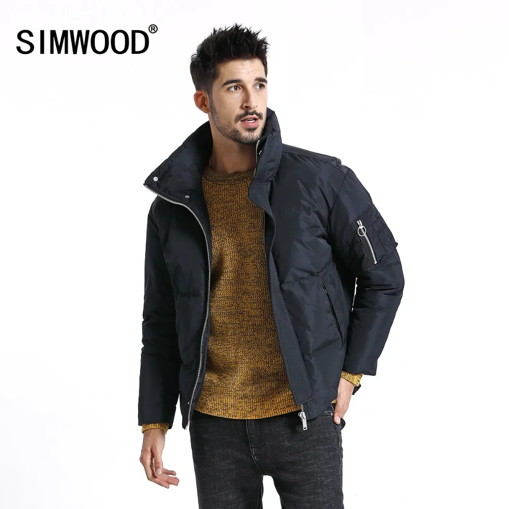 

SIMWOOD Winter New Warm 90% Grey Duck Down Jacket Men Turtleneck Coats Pocket High Quality Plus Size Brand CLothing 180299
