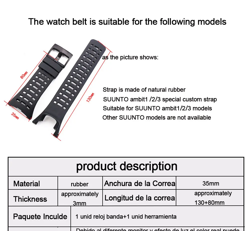 Мужские часы, резиновый ремешок, пряжка, аксессуары для часов, для спорта на открытом воздухе, водонепроницаемый ремешок wo для мужчин, Suunto ambit3 1 2R 2S 3, пиковая полоса