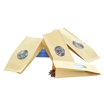 

100pcs Window side sealing kraft paper bag heat sealing nut snack coffee tea packaging food bags