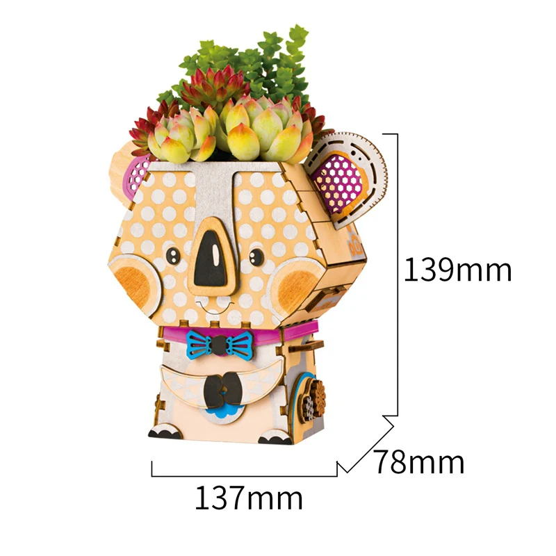 Robud, 5 видов милых животных, робот, цветочный горшок для детей и взрослых, креативный 3D Деревянный пазл, игровые модели и строительные наборы, игрушка FT - Цвет: Pot Koala