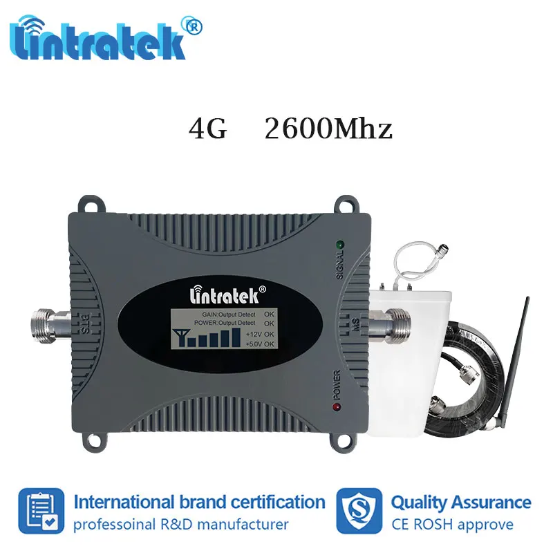 

Lintratek 2600mhz 4G B7 FDD Cellphone Signal Booster 65dB Gain LTE Internet 2600 Cellular Repeater Amplifier 4G Antenna Set s7