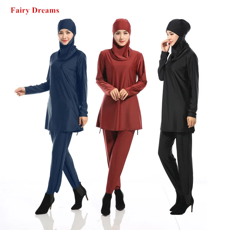 

Women Muslim Swimwear With Hat Full Coverage Hijab Humble Arabian Dubai Turkish Turkey Bangladesh Jubah Beach Islamic Clothing
