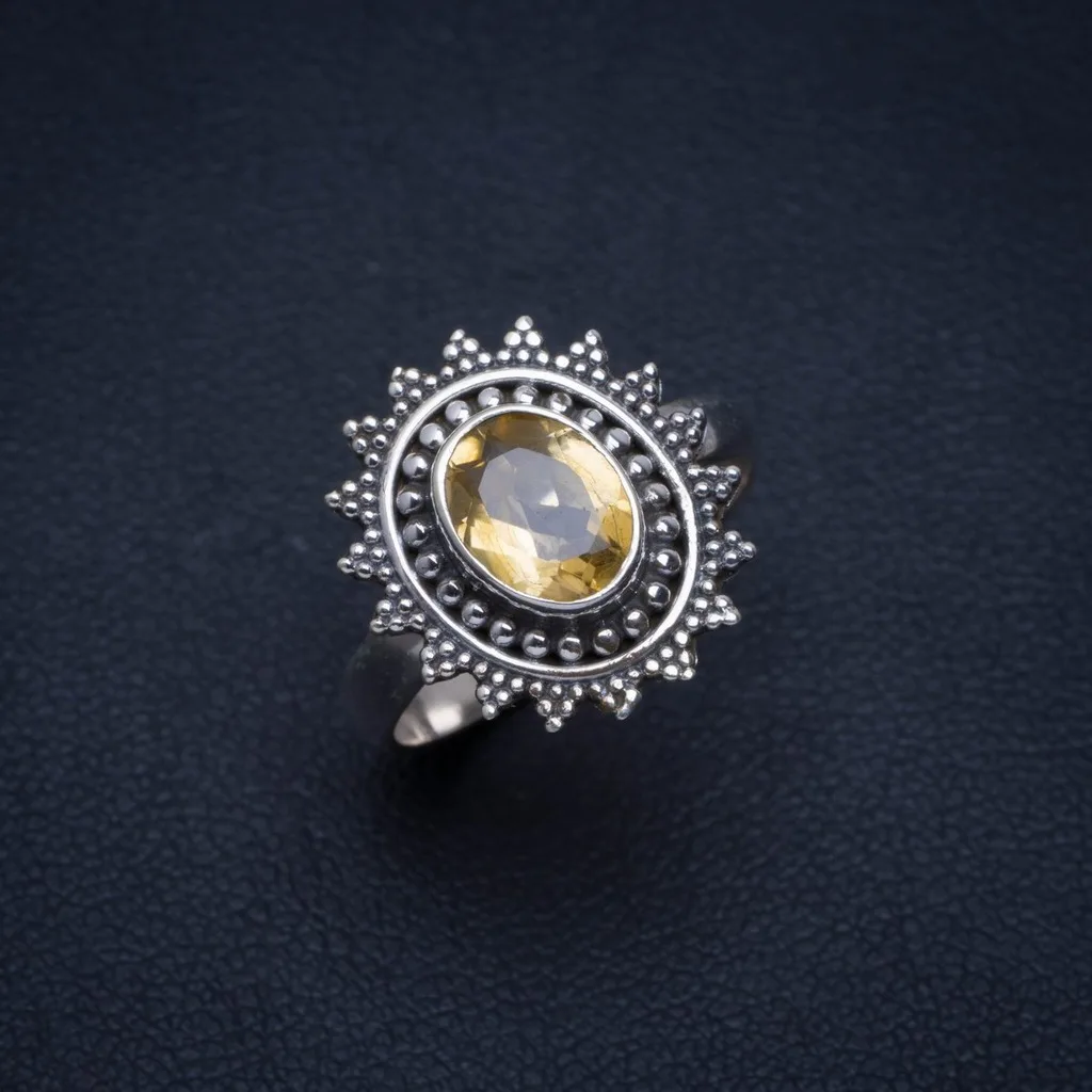 

Natural Citrine Handmade Unique 925 Sterling Silver Ring 6.25 A4169