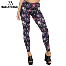 NADANBAO брендовые осенние женские леггинсы на Хеллоуин День демон скелет Цифровые Брюки с принтом