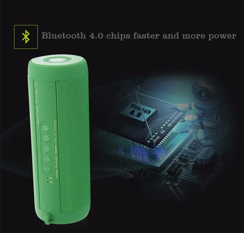 T2 Портативный беспроводной Bluetooth динамик стерео колонки Hi-Fi Открытый водонепроницаемый поддержка SD TF карты FM радио супер бас