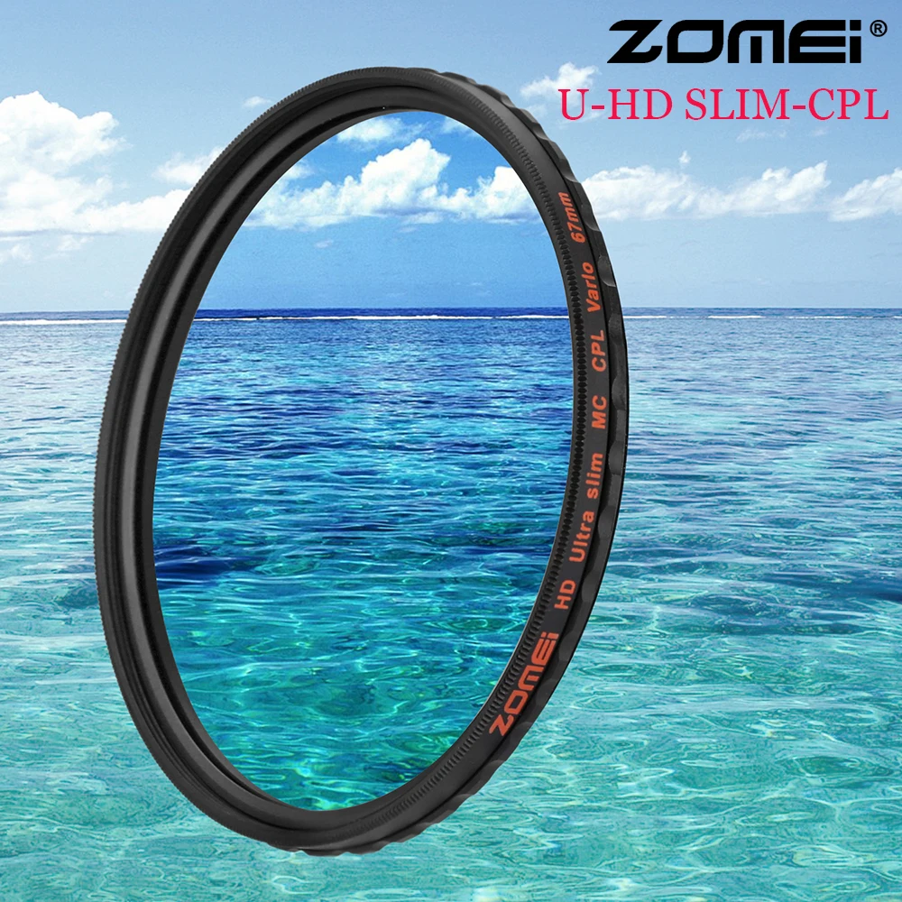 Ультратонкий CPL фильтр Zomei HD 40,5 мм 49 мм 58 мм 62 мм 72 мм 77 мм 82 мм круговой поляризационный HD CIR-PL тонкий поляризатор для объектива камеры