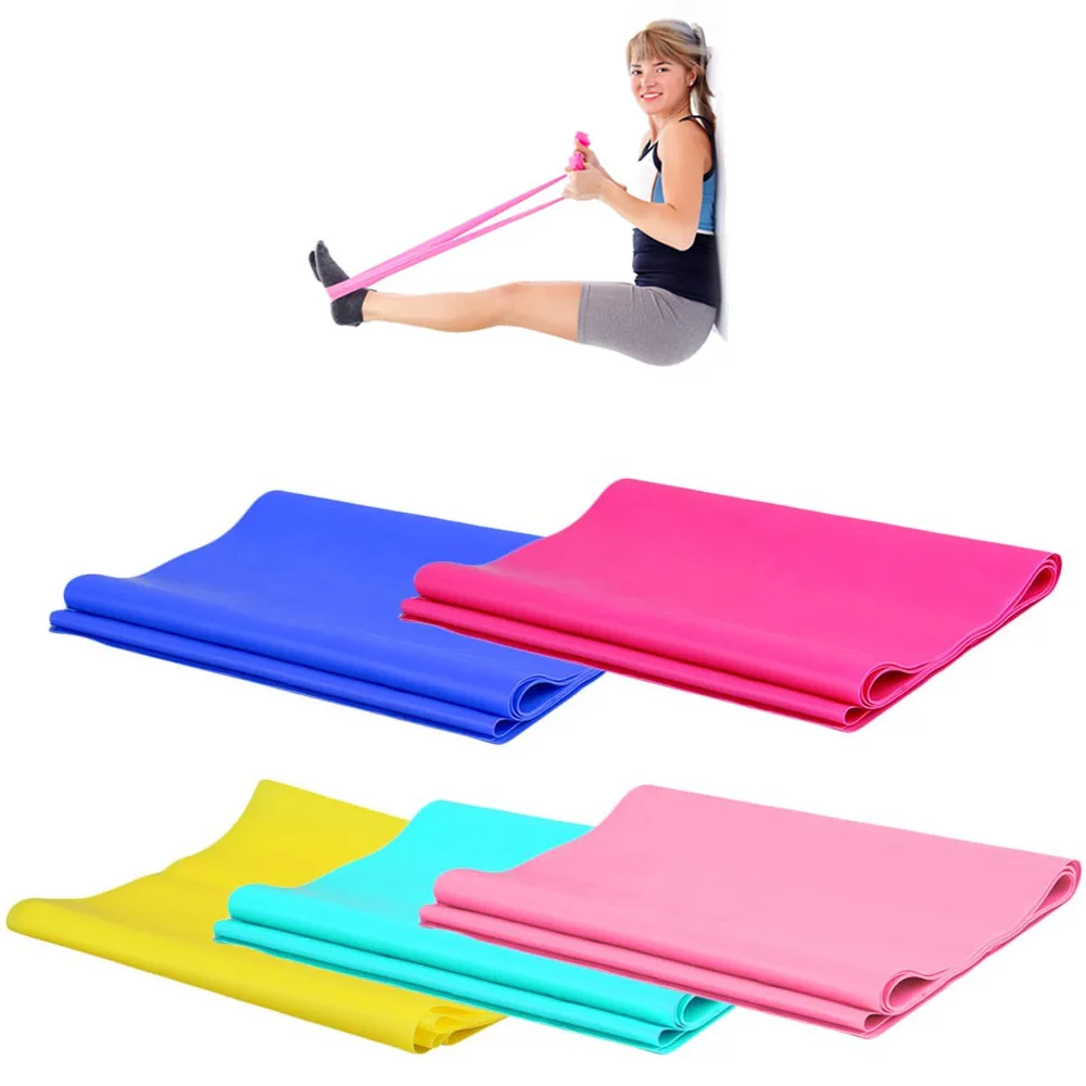 1.2m Yoga Pilates Resistance Bands 5Color Rubber Elastic Stretch Band