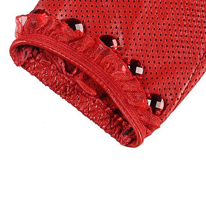 L006N01 RED wrist leather gloves New Fashion Style Cute Winter Gloves for women lambskin gloves lady driving gloves