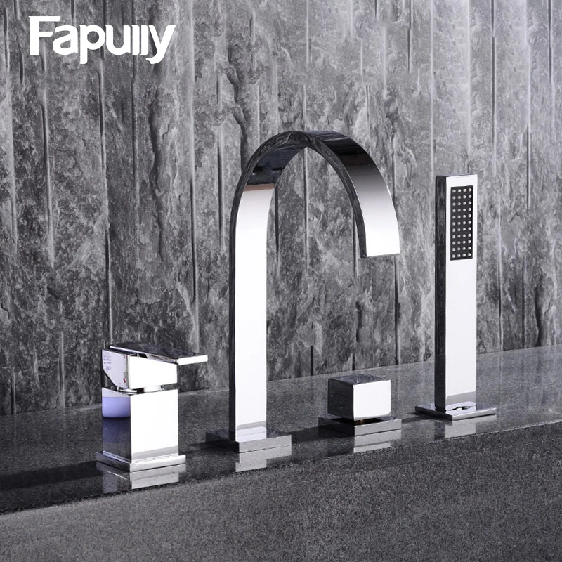 

Fapully Bathroom Sink Faucet Flexible Hand Spray Chrome Basin Faucet Single Handle Pull Out Hot&Cold Water Mixer Bathtub Taps