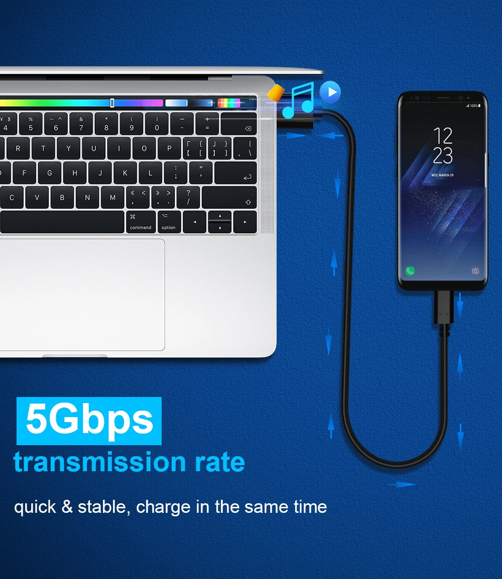 Кабель USB C сверхдлинный 10 футов 3 м телефон 1 типа 0 кабель для передачи данных и