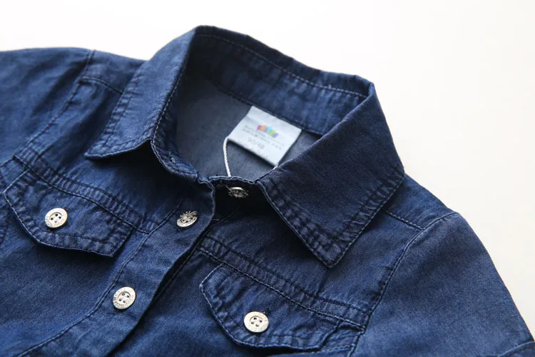 2018 Summer 2-4 6 8 10 Years Little Kids Cute Short Sleeve Turn-down Collar Bow Patchwork Lace Denim Dress For Girls 10 Year Old (12)