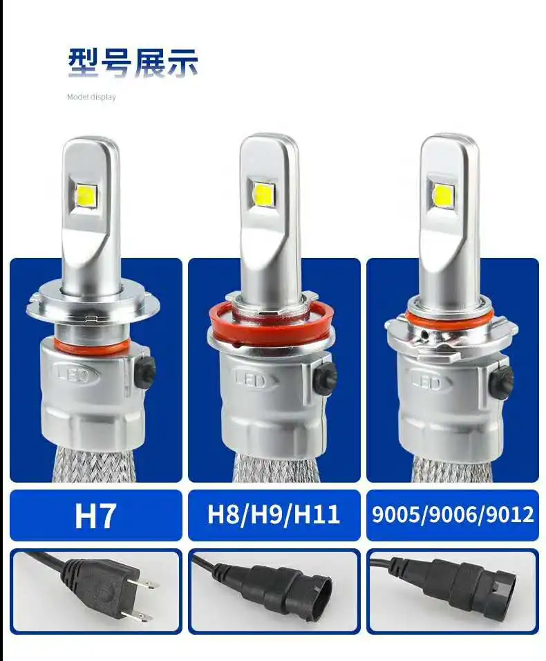 

2pcs H7 LED H1 H4 H11 Car Headlight Bulb R3 9600lm with Mini Lens H3 HB4 H8 HB3 9005 9006 Led Fog Light 6000K White car lights
