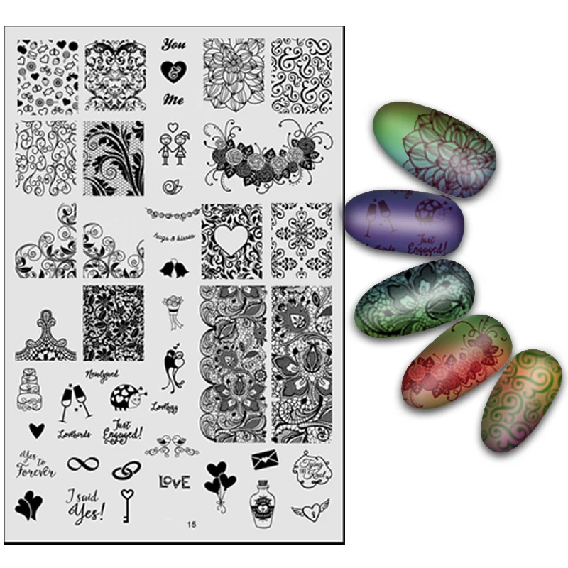 

1 x Mixed Design Stainless Steel Nail Stamping Plates Nail Art Stamp Template Manicure Nail Tools
