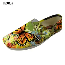 FORUDESIGNS/женские лоферы с милым Рисунком бабочки; модная парусиновая обувь на плоской подошве; обувь для отдыха без застежки для девочек; пляжная обувь для прогулок