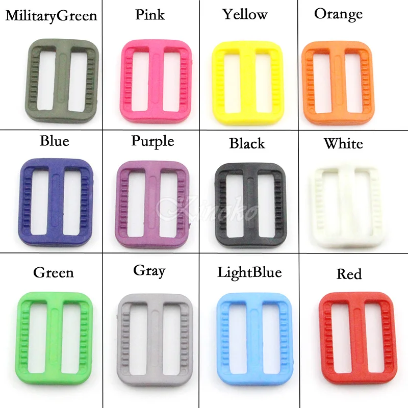 

20PCS 10mm/15mm/20mm/25mm Color Plastic Tri-Glides Slider Adjustable Buckles For Backpacks Straps Bag Dog Collar DIY Accessoy