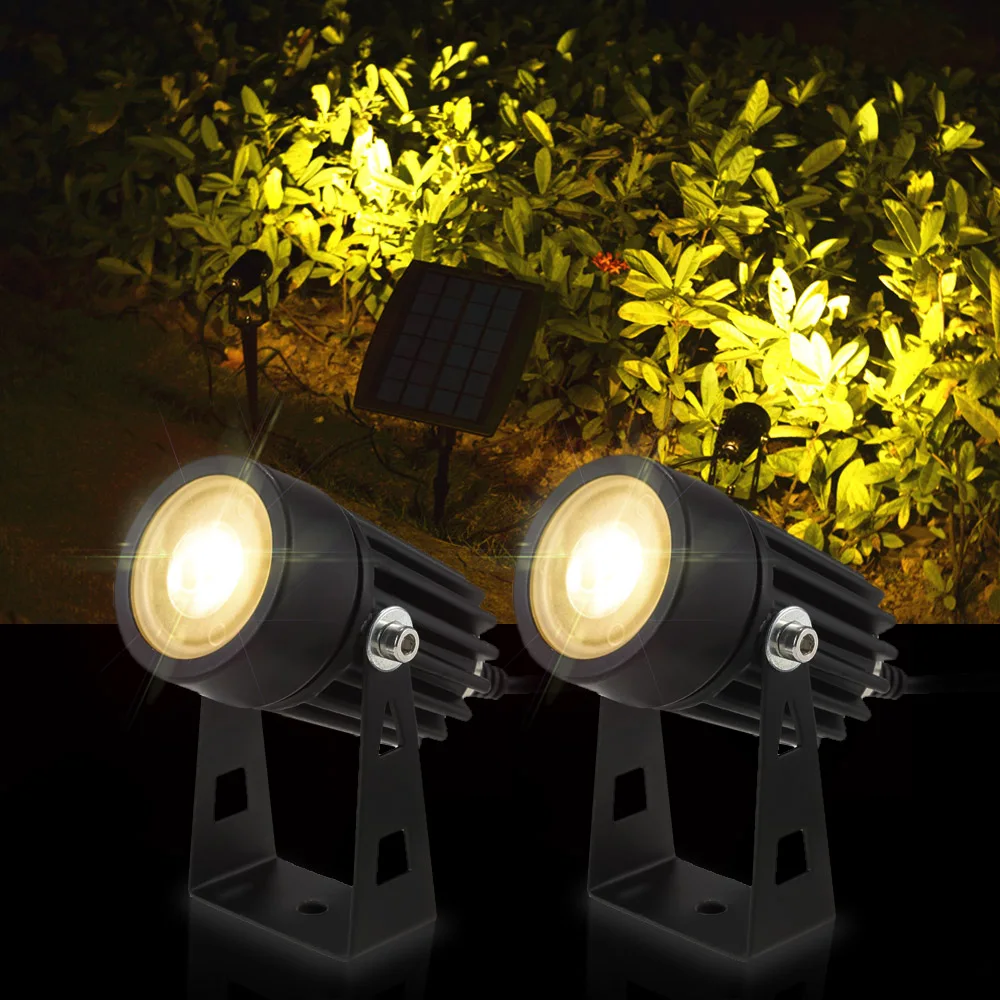 

2W Dual Solar Powered Spotlights 130LM 2-IN-1 Waterproof Outdoor Landscape Lawn Lamp Hanging Light for Outdoor Yard Garden