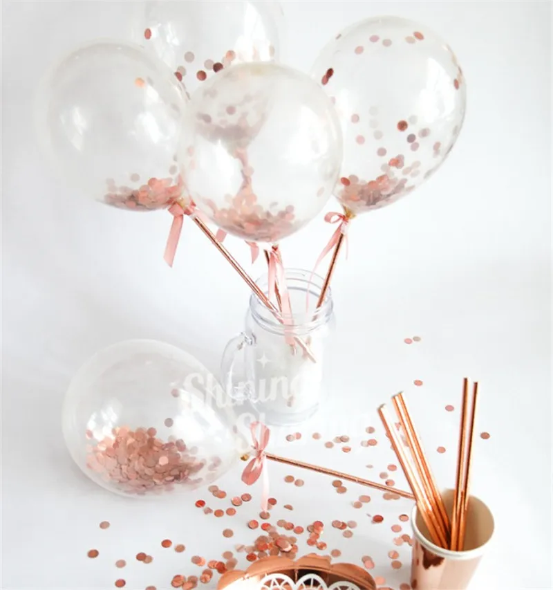 Rose Gold Birthday Party Tableware Plate Straw Wedding Party Ballon Tassel decoration Baby Shower Bachelor Party supplies (7)