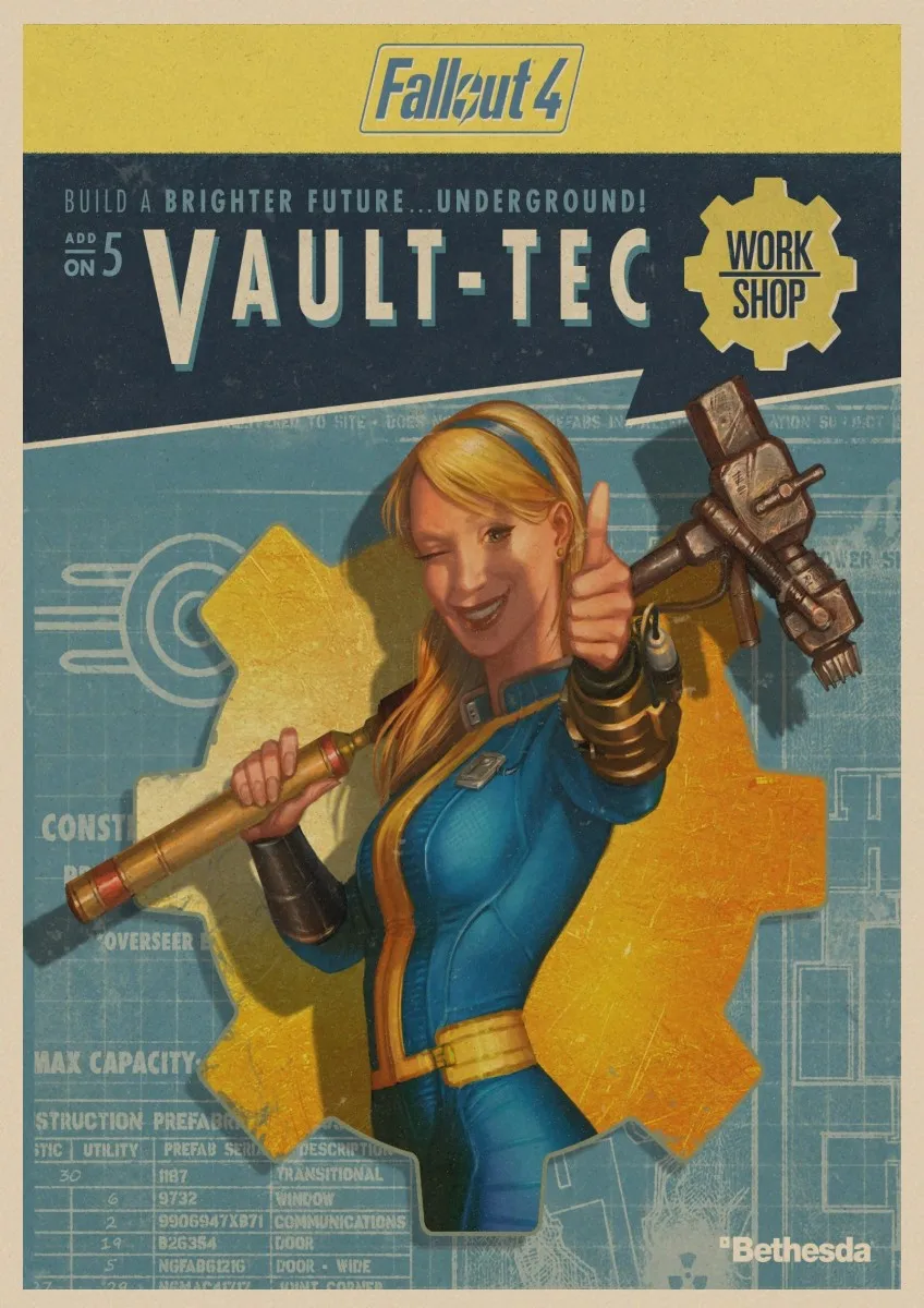 Fallout 3 4 игровой постер серия игра Ретро фотобумага Бар Кафе домашний декор