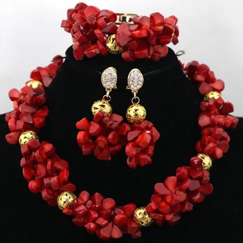

Red Coral Necklace Earrings Bracelet Wedding Jewelry Set 2017 Party Anniversary Bridal Women Jewelry Set Free Shipping CNR473