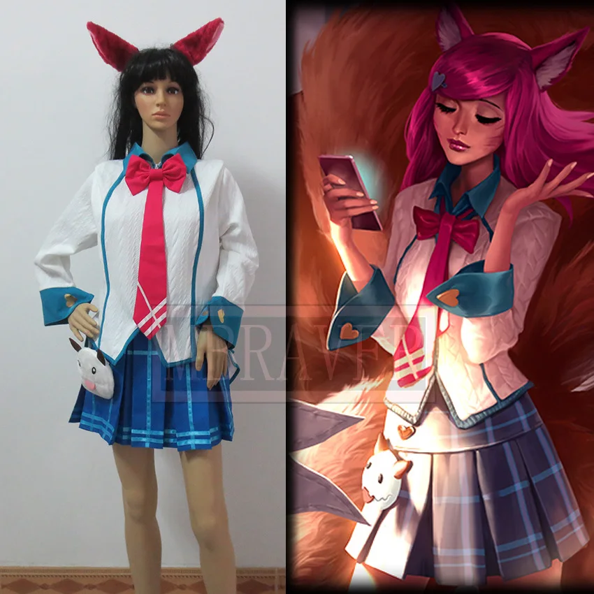 Костюм для косплея LOL School Ahri униформа на Хэллоуин полный комплект заказ |