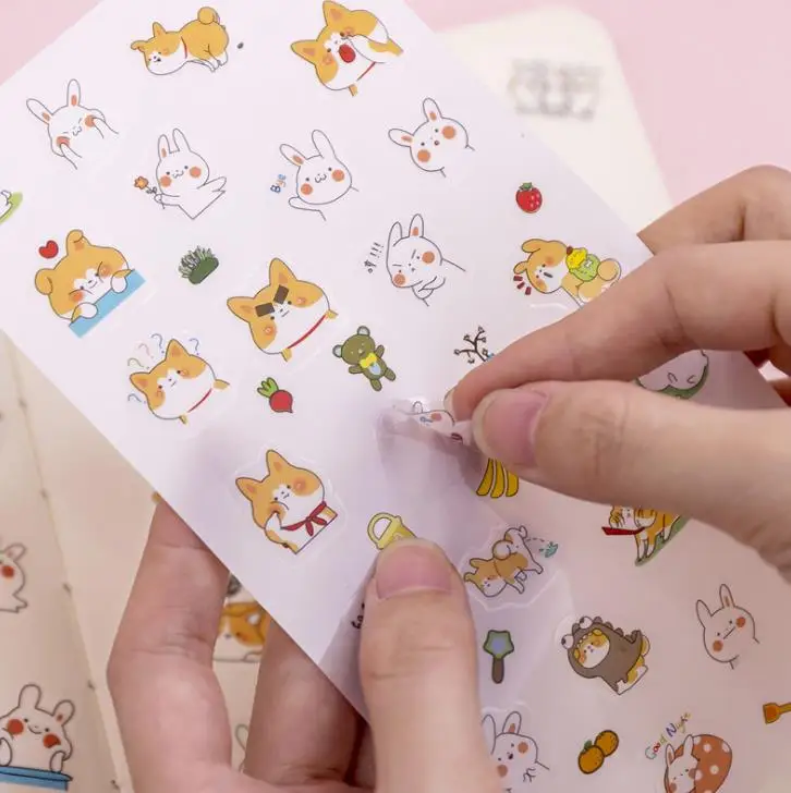 6 шт. упак. Kawaii Shiba Dog Rabbit Декоративные Канцелярские Стикеры для скрапбукинга