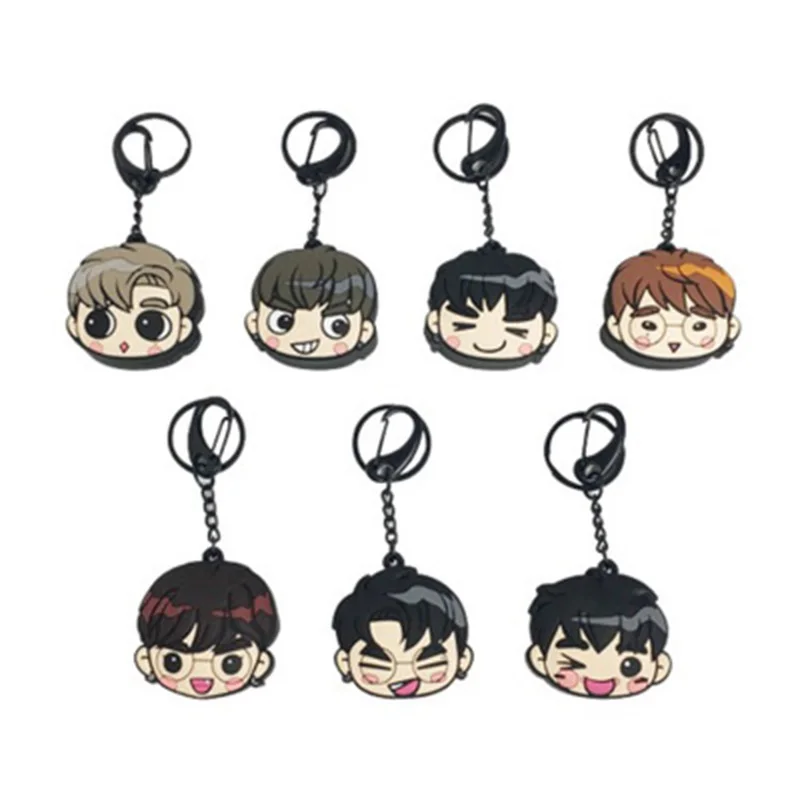 

KPOP GOT7 Cartoon Silicone Voice Key Ring Key Chain Bag Accessories junior mark jackson young jae LJ33