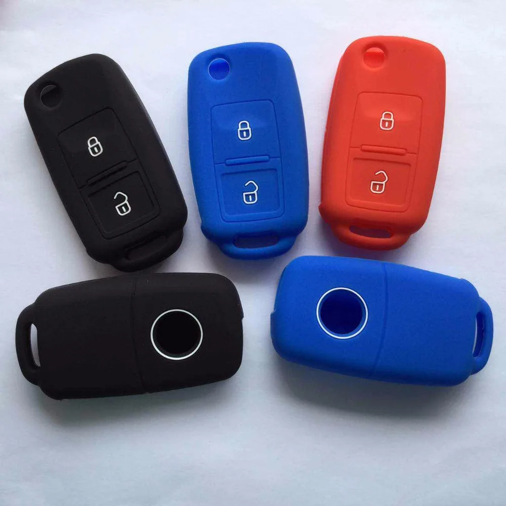 

Silicone Cover Key Holder 2 Button For VW Volkswagen SKODA Fabia Superb Yeti SEAT Flip Folding Key Protector