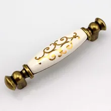 96mm Antique kitchen cabinet handles gold wire ceramic cupboard wardrobe pulls bronze zinc furniture handles knobs pulls
