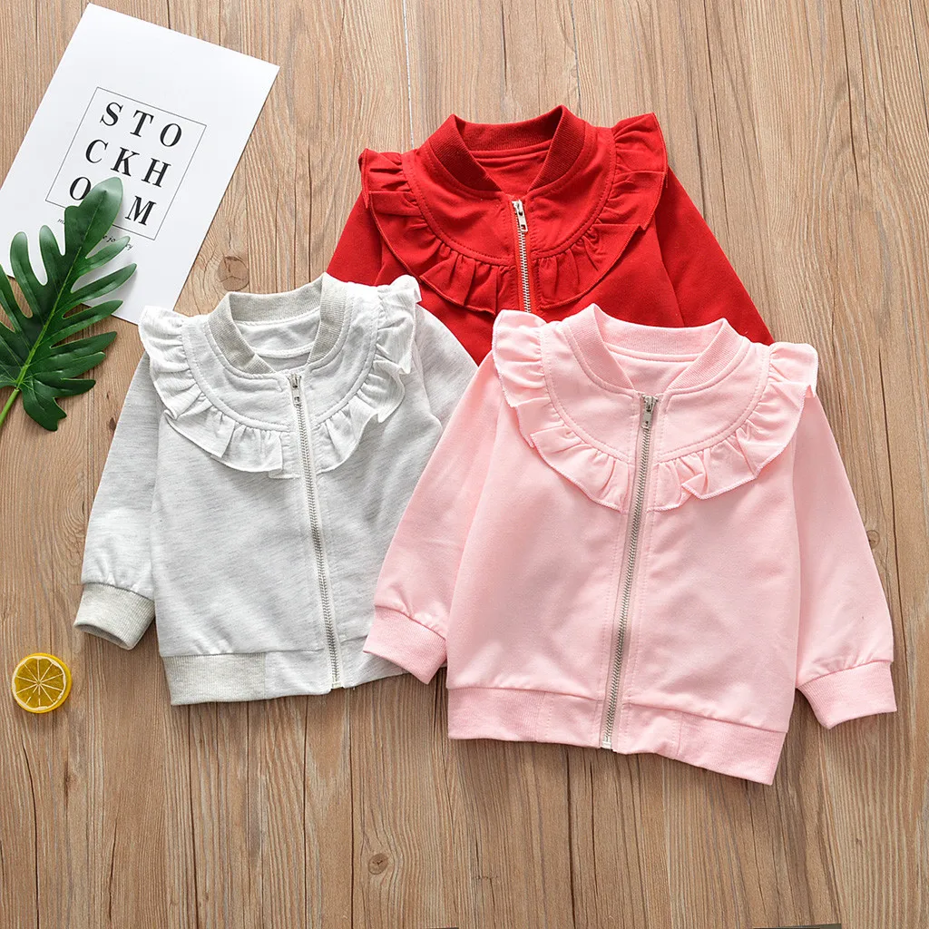 

Toddler Kids Baby Girls Sweatshirt Cotton Long Sleeve Solid Zipper Tops Outerwear fireman sam costume kids faux fur coats casaco