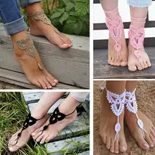 Hot Women Girl’s Barefoot Anklet Crochet Cotton Ankle Chain Sandal Bracelet Foot Jewelry 6Y3J 7ELO BDWP