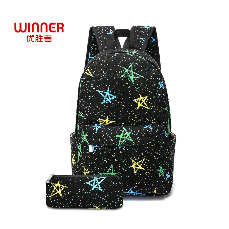 

WINNER School Backpack With Pencil Case Cotton Fabric Canvas Bags For Boy Girl Student Schoolbag Travel Back Pack Mochila