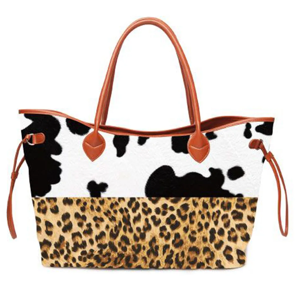 Wholesale Domil Endless Cowhide Leopard Tote Bag Cowhide Handbag Large String Bag DOM1031226in