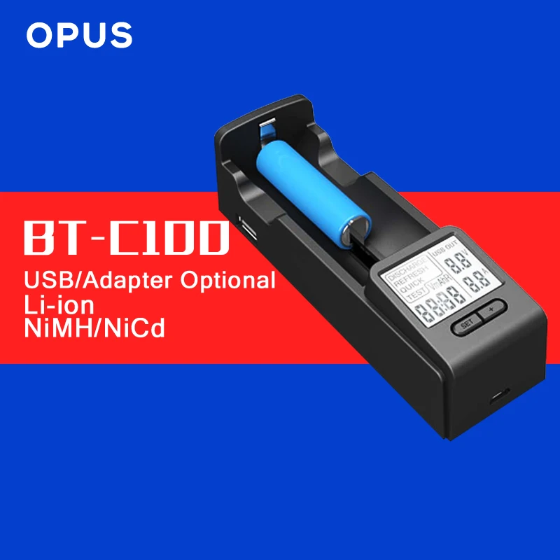 Оригинальное зарядное устройство Opus BT C100 Li Ion NiMh для интеллектуальных батарей с