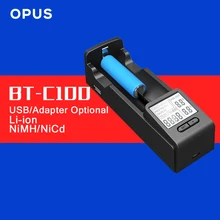 Original Opus BT C100 LI ion NiMh Intelligent Battery Charger with LCD Display AA AAA C